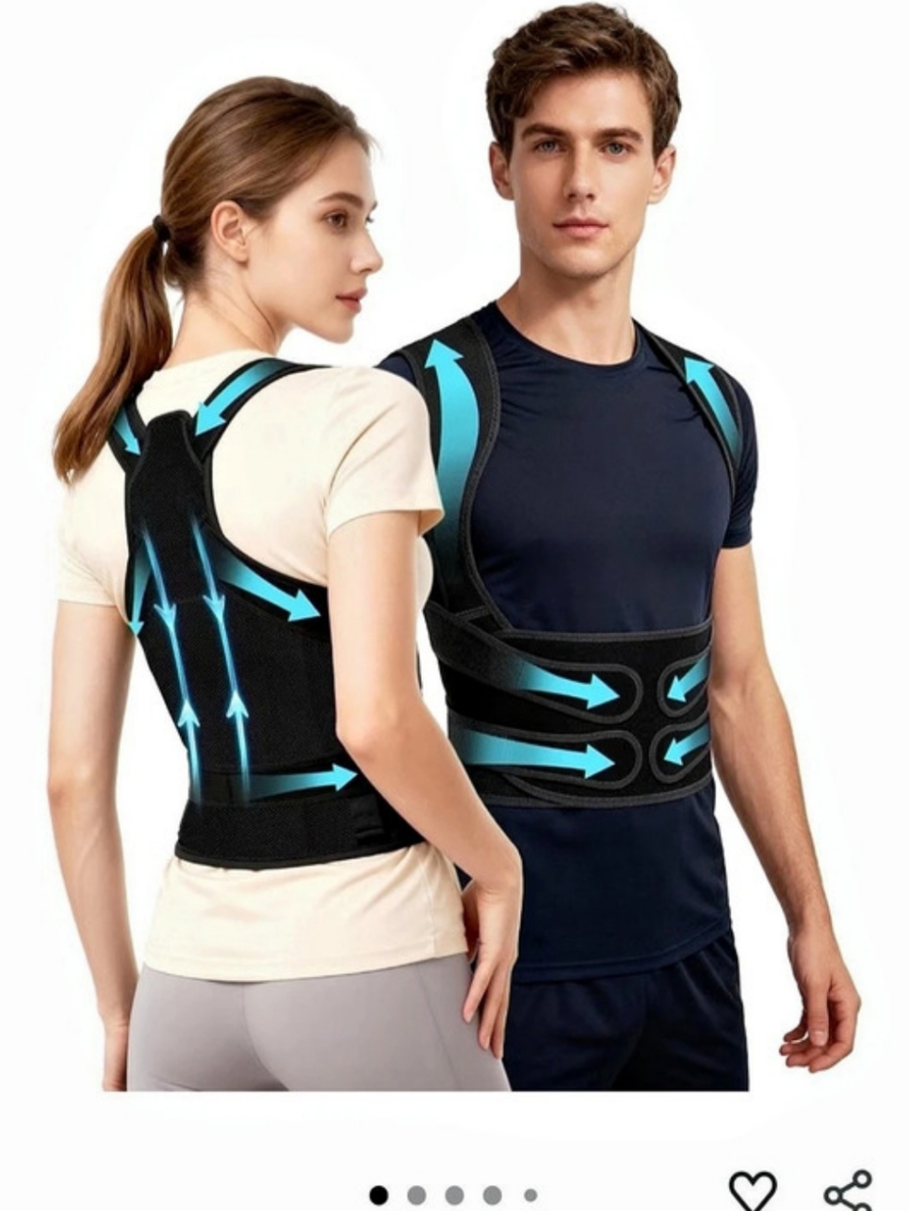 KNXWALT Posture Corrector for Women & Men Back Support, Black & Blue